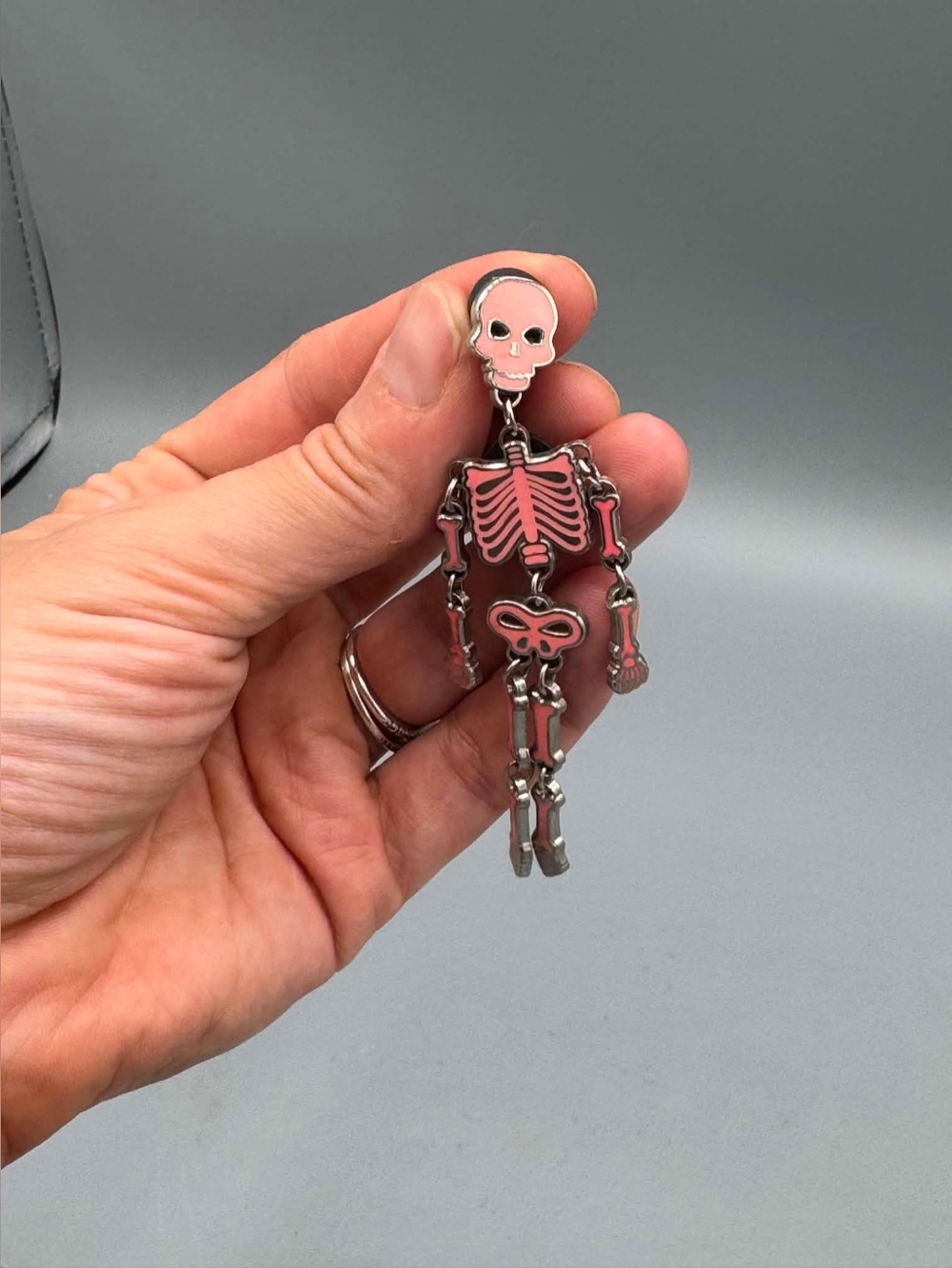 Pink Skeleton Enamel brooch